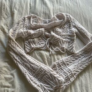 Emory Park Cream Knit Cropped Sweater